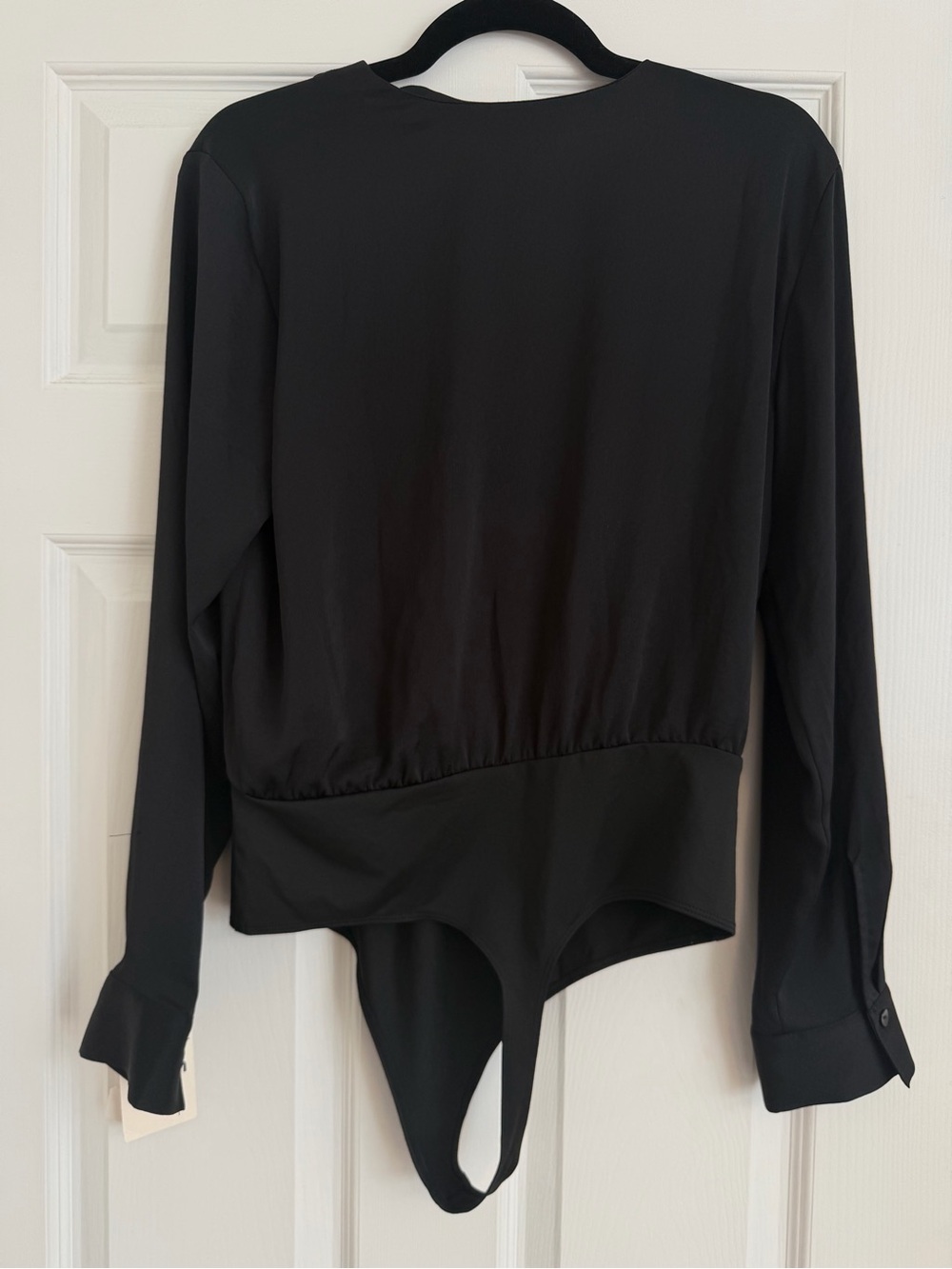 NWT Open Edit Black Long Sleeve Surplice Bodysuit Size Medium - Picture 7 of 9